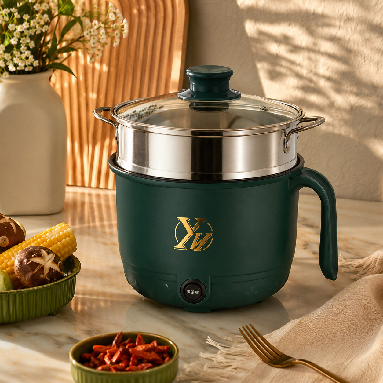 Electric Multifunctional Rice Cooker 1.8 L Non-stick Double Layer Pot