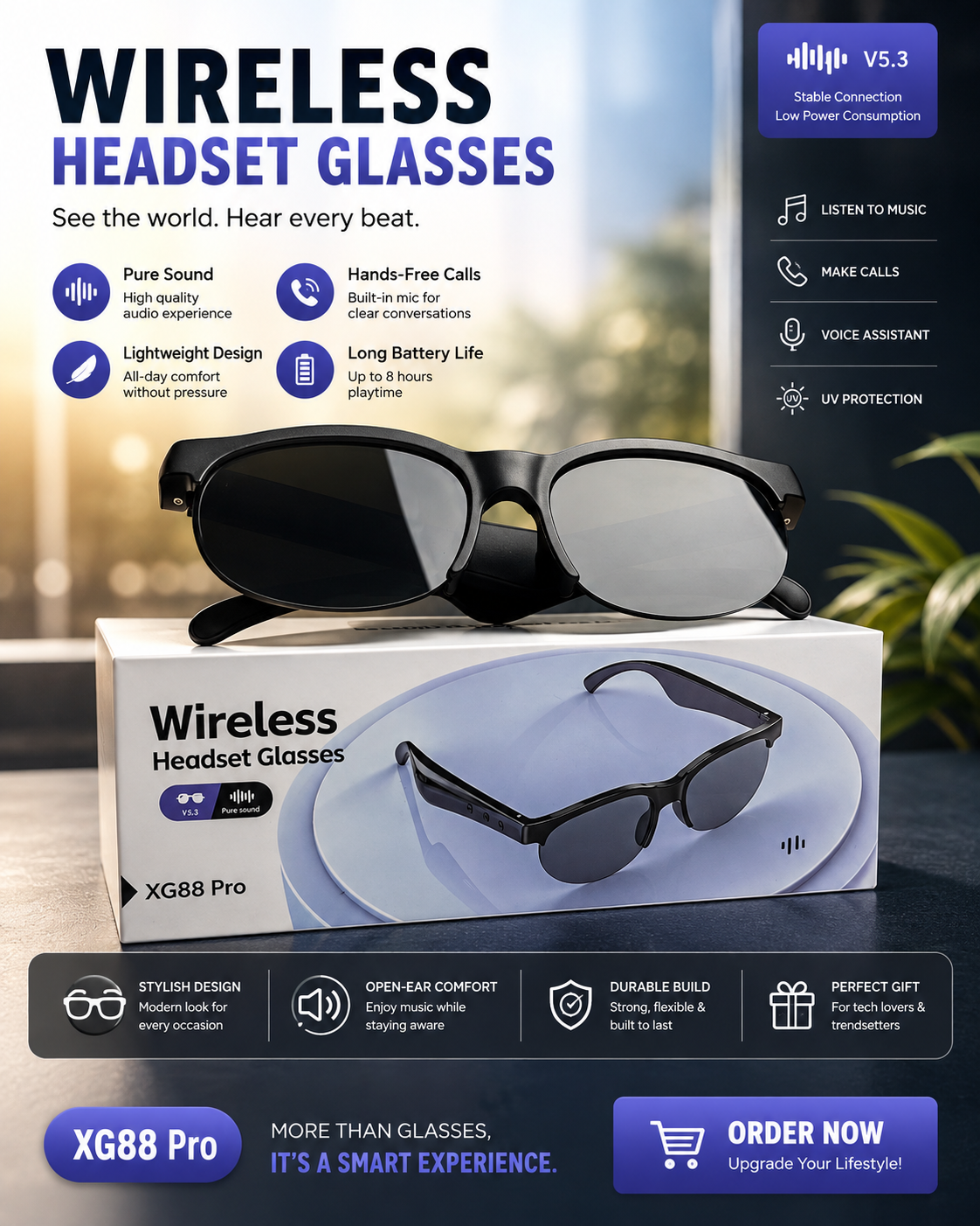 Wireless Headset Glasses XG88 Pro